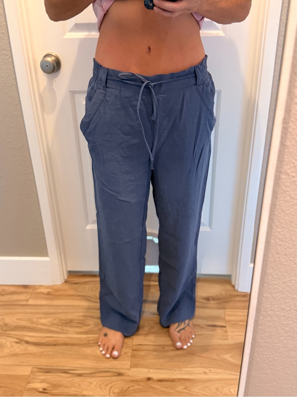 LOFT Slate Blue Drawstring Jogger Pants